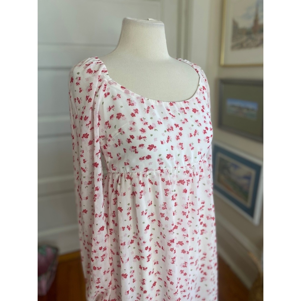 Trixxi dress Floral Empire Waist‎ Mini Sz M  Long Sleeve cottage core boho - Picture 4 of 10